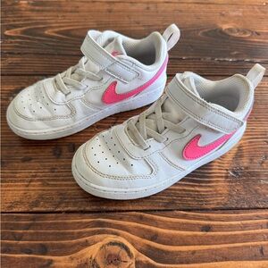 Girls White and Pink Nike Borough Low